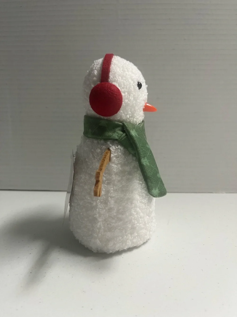 Target White Snowman Plush with Green Scarf and Red Ear Muffs-H